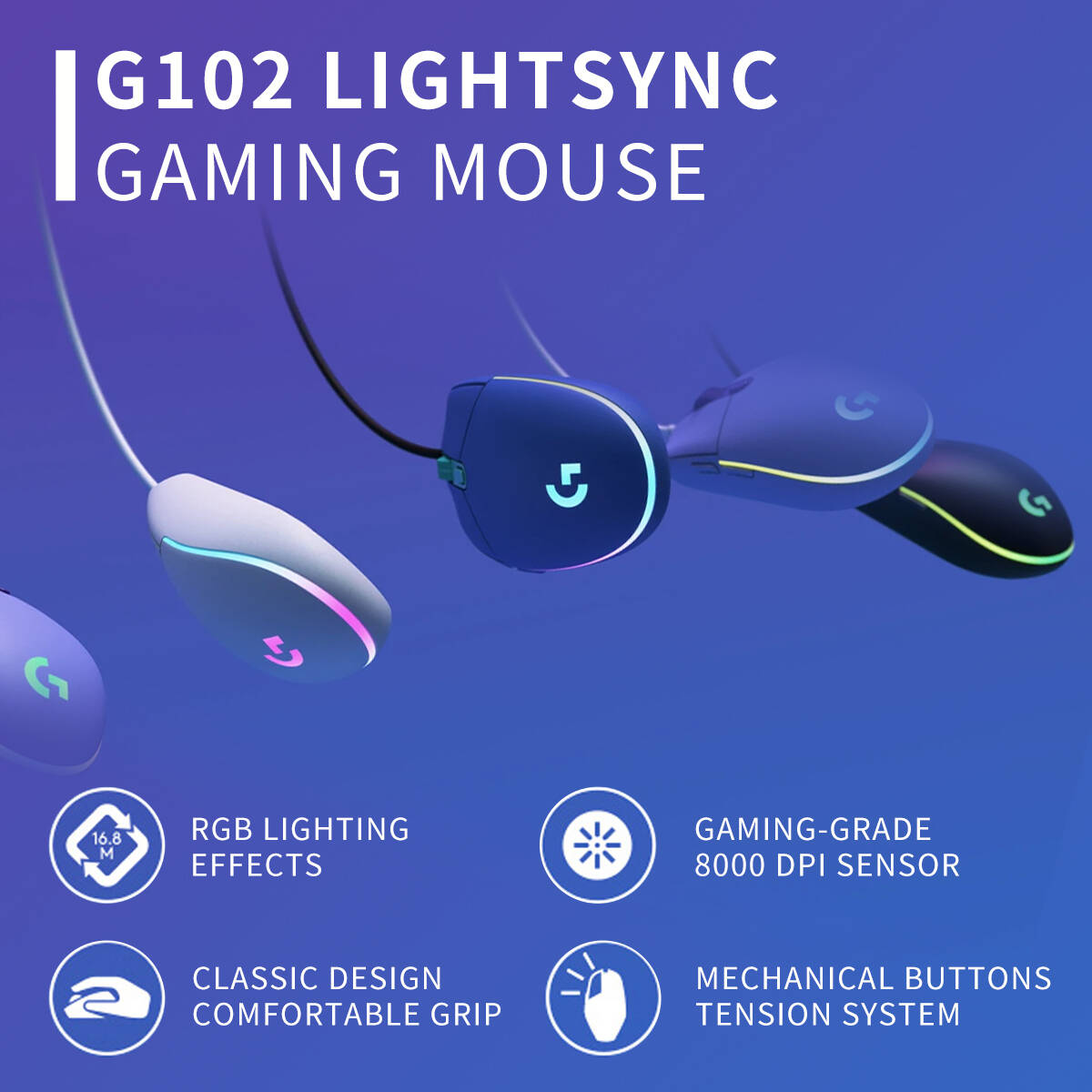 Logitech G102 Wired Gaming Mou - Gaming Accessories Online recension och pris