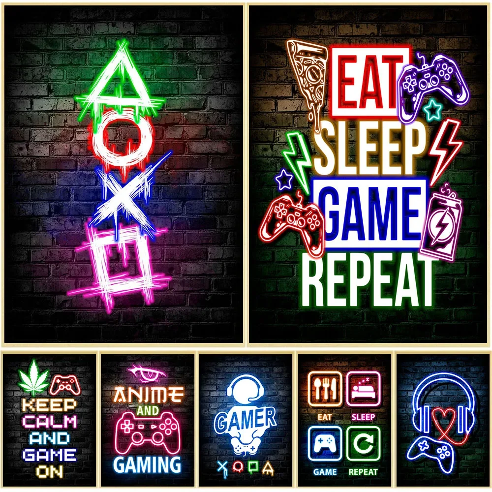 Gaming Neon Eat Sleep Game Rep - Gaming Accessories Decor recension och pris